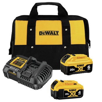 CLEARANCE | Dewalt 20V MAX XR Lithium-Ion Batteries and Fast Charger Starter Kit (4 Ah/6 Ah) - DCB246CK